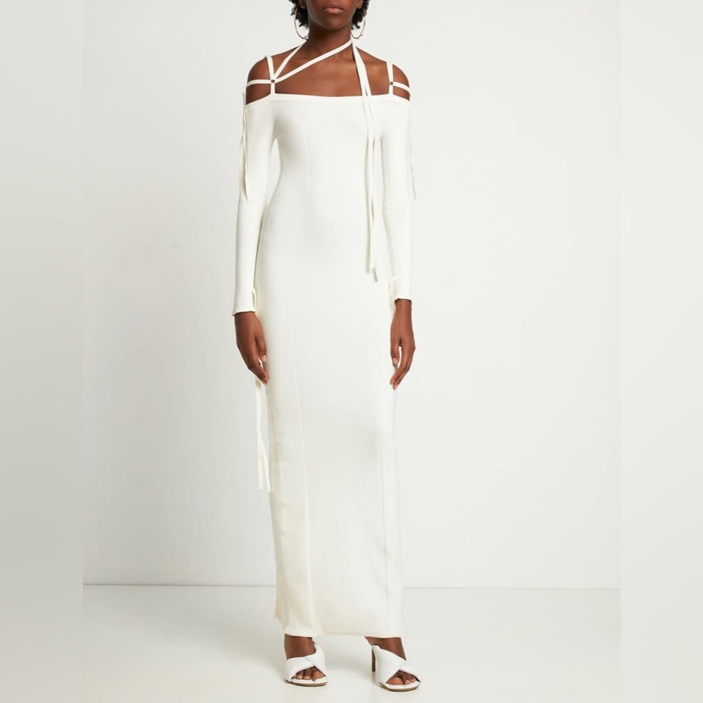 NWT Jacquemus La Robe Arnesi Ribbed Knit Dress Off-White